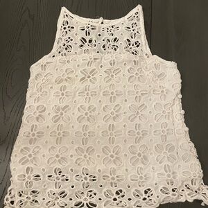 Milly White Lace Embroidered Side‎ Button Blouse Size 10